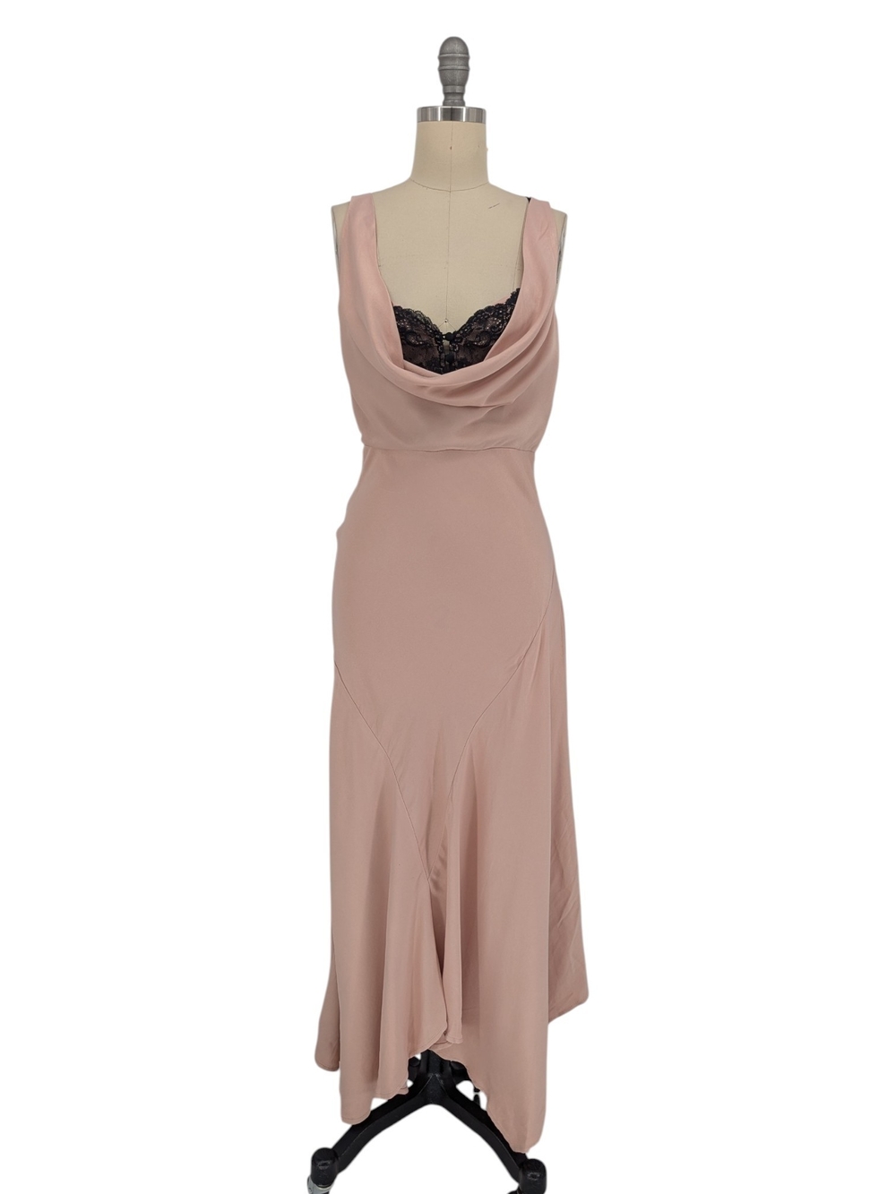 01169 Anthropologie Satin Lace Slip Dress Pink size XSmall bohemian victorian